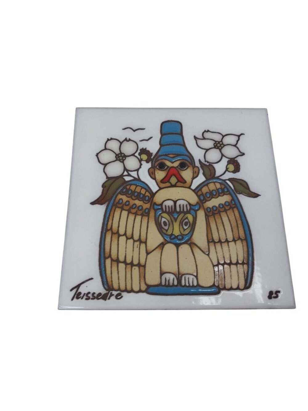Teissedre Designs Southwestern Native American Ceramic Tile Trivet Aztec Bird